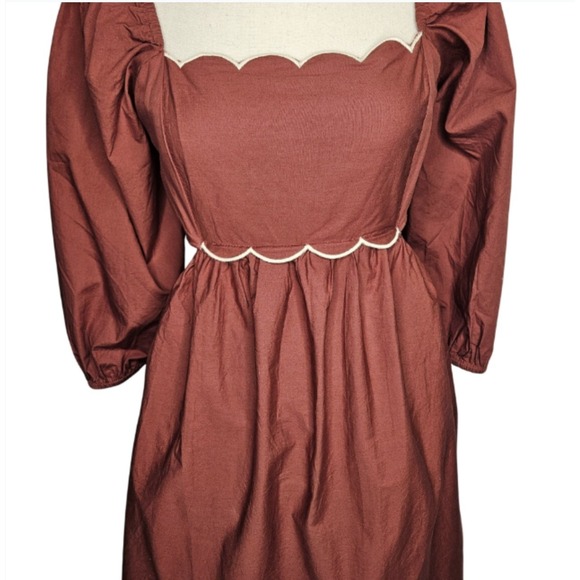 Anthropologie Cotton Boho Babydoll Milkmaid Prom Dress Red Medium‎ NWT - Picture 5 of 11